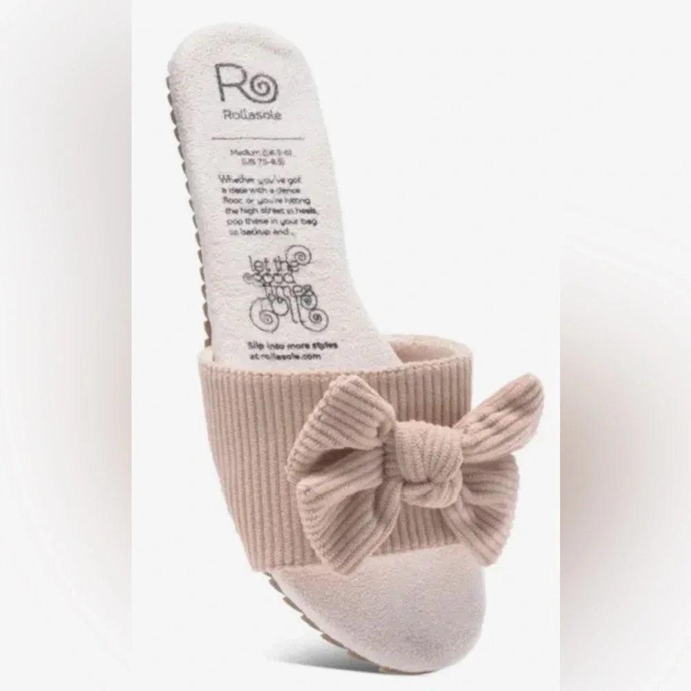 ROLLA'S Women's Pink Bow Slide Flats